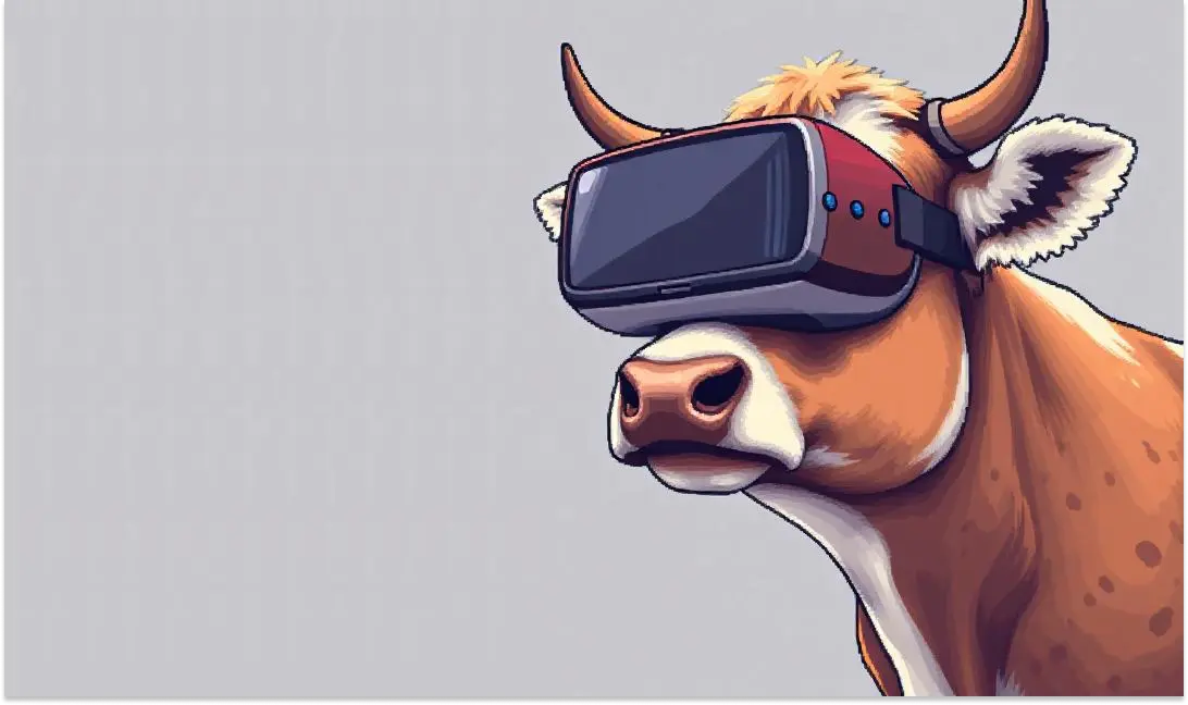 Cow with VR Headset